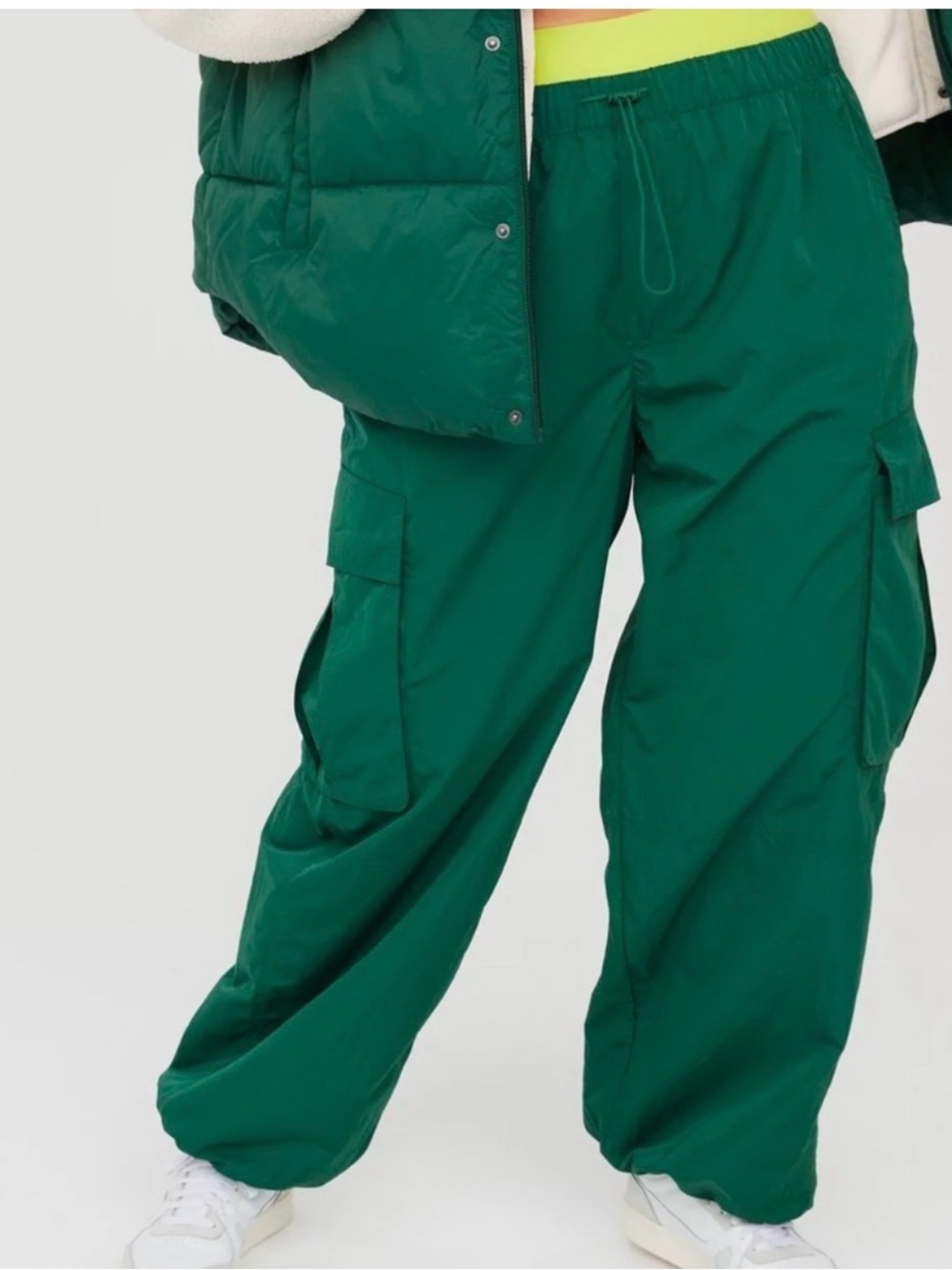 Aerie OFFLINE Burst A Move Y2K Cargo Parachute Pants Green Trendy Gorpcore S - Picture 4 of 14